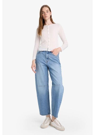 Defacto Slim Fit Dar Kesim Bisiklet Yaka Uzun Kollu Tişört F9105ax25auwt32 Beyaz