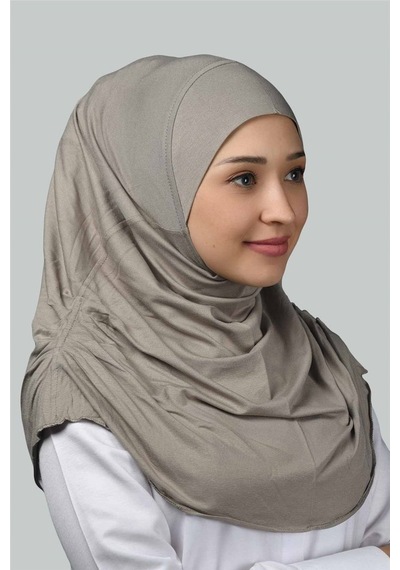 Altobeh Hazır Türban Büzgülü Pileli Pratik Eşarp Tesettür Hijab - Namaz Örtüsü - Açık Vizon