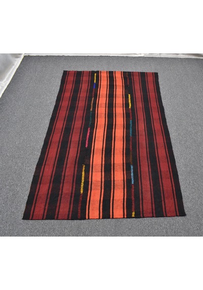 Zehra Abla Halı El Dokuma Ender Ekoseli Sofra Perde Yün Kilim 7008 Çok Renkli