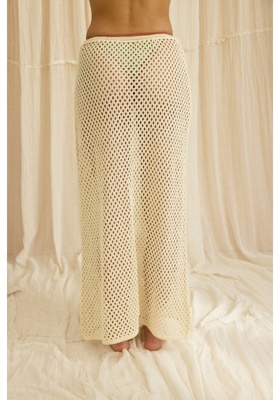 Mai Collection Forio Bej Triko Crop Etek Takım