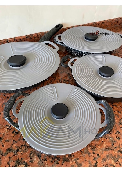 Silikon Tencere Kapağı, Tava Kapağı, Isı Koruyucu, Vakumlu Kapak, Muhafaza Kapağı Gri, 28cm Çok Renkli