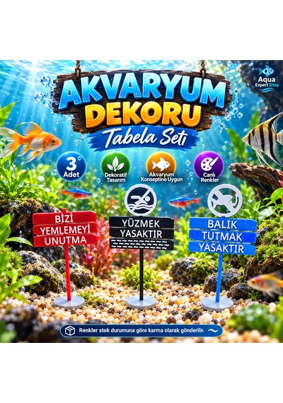 Akvaryum Dekoru - Tabela - Akvaryum Dekor - 3 Adet - Salınım Yapmaz - Balıklar İçin Güvenli - V4
