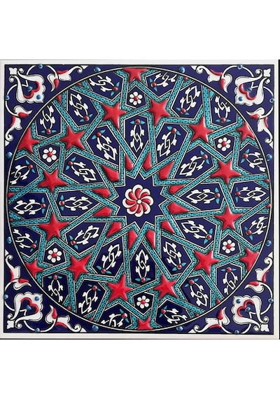 Armada Çini 20x20 Cm ED 332 Kobalt Yıldızgeçme Desenli Eldekoru Ç