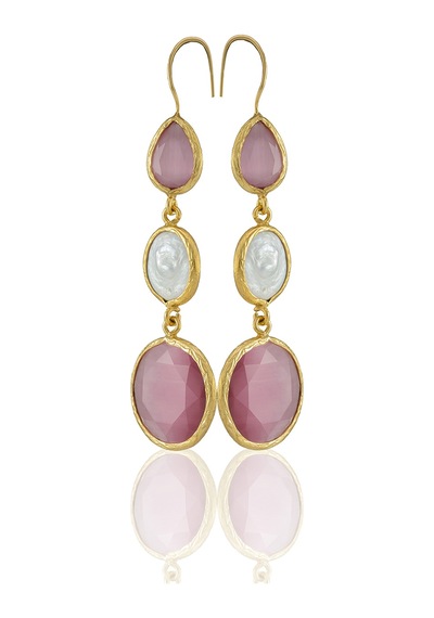 Kadir Jewellery 22 Ayar Altın Kaplama Kadın İnci Küpe -el İşçiliği Ve Hipoalerjenik Küpe Pembe