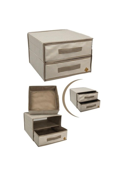 2 Çekmeceli Dolap İçi Düzenleyici Organizer Hurç Kumaş 30 X 30 Gri Tr Diğer