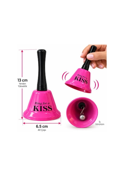 Resepsiyon Zili Masa Zili Ring For A Kiss Pembe El Çanı Dekoratif Zil