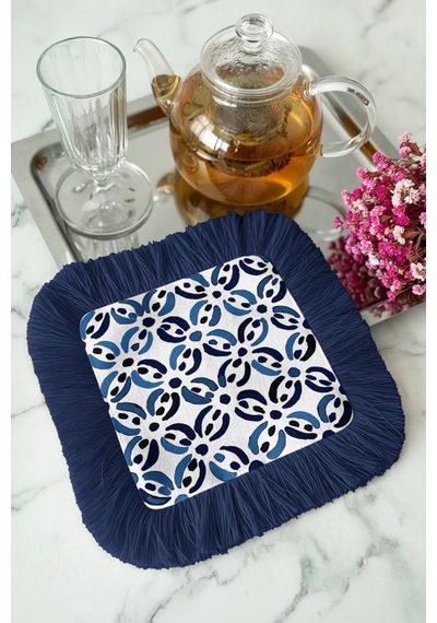 Lüks Çini Motifli Saçaklı Sunum Peçetesi - Geometrik Akdeniz Modern Lacivert Bardak Altlığı Mendil Kanyon Zeytin Yeşili Lüks Çini Motifli Saçaklı Sunum Peçetesi - Geometrik Akdeniz Modern Lacivert Bardak Altlığı Mendil Kanyon Zeytin Yeşili