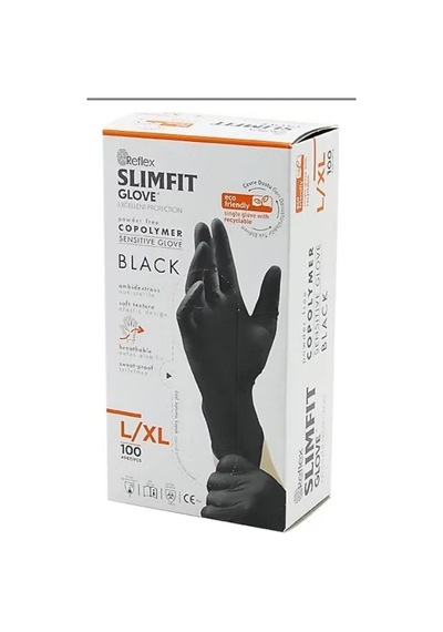 Reflex Slimfit Glove Eldiven Large Siyah 100'lü 1 Paket