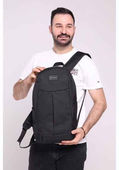 İcone Bag Icone Gölge Baskılı Laptop Gözlü Sırt Çantası Siyah