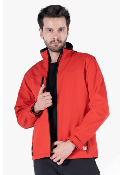 Owl Gizli Kapüşonlu Softshell Mont Kırmızı