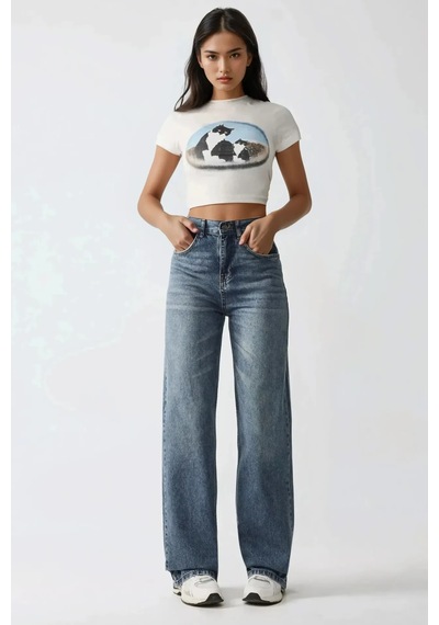Hiccup Straight Fit Denim Pantolon Mavi