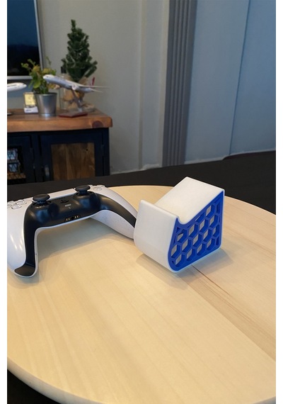 Kazanova Design Petek Desenli Tekli Oyun Kolu Standı Beyaz Mavi Xbox Ve Ps5 Uyumlu Controller Tutucu
