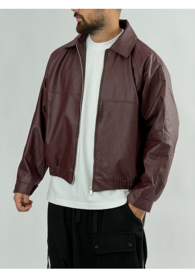 Cocopelli Bordo Bomber Erkek Deri Ceket Coc3471