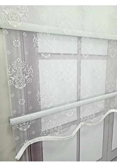 Bbb Damask Desenli Çift Mekanizmalı Tül Stor Perde Mt3049