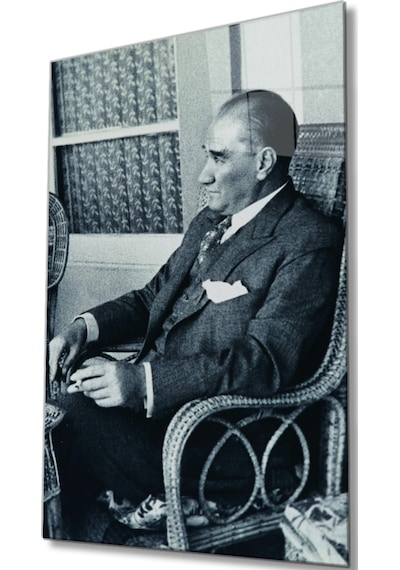 Atatürk Portresi Cam Tablo, Ev Ve Ofis Duvar Dekoru, Hediyelik Büyük Temperli 4 Mm Cam Tablo