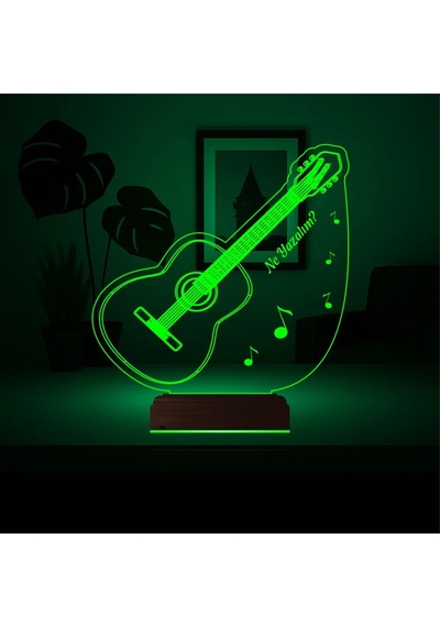 Luvivia Klasik Gitar Gitarist Kişiye Özel 3d Lamba - Masa Gece Lambası Şeffaf