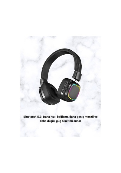 Bluetooth 5.3 Rainbow Işıklı Kulak Üstü Kablosuz Kulaklık 1
