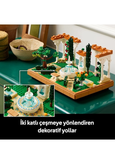 LEGO® Icons Fıskiyeli Bahçe 10359 - Yetişkinler için Dekoratif Bahçe Modeli Yapım Seti (1302 Parça)