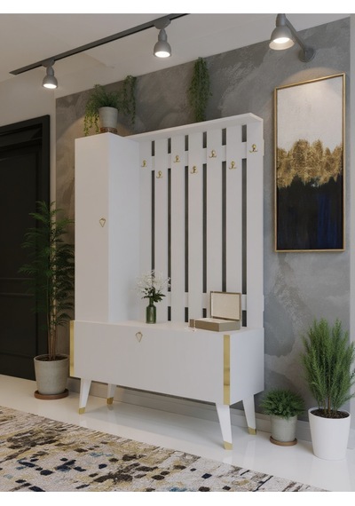 Resital Portmanto Vestiyer - Gp7001-1 - Beyaz Gold Beyaz