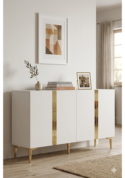 Ka1598bg Anka Konsol Ve Tv Sehpası Beyaz-gold 150cm