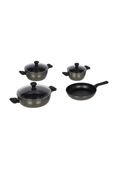 Taç Pierre Cardin 1500023294 7 Parça Diamond Cook Graniks Tencere Seti, Gri Diğer