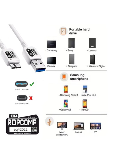 Usb Micro-b Superspeed Data Kablosu Usb 3.0 100cm