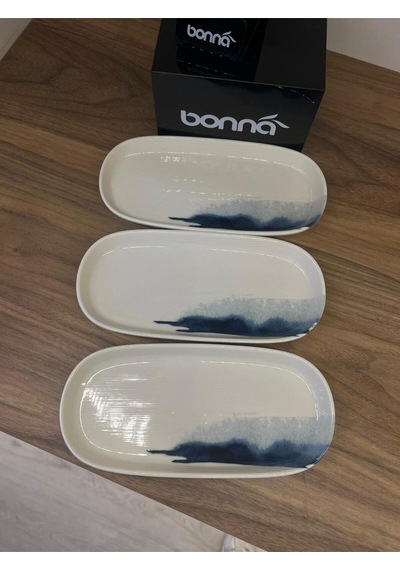3'lü Blue Wave Hygge 21cm Oval Dish Kahvaltı/meze/sos Çok renkli