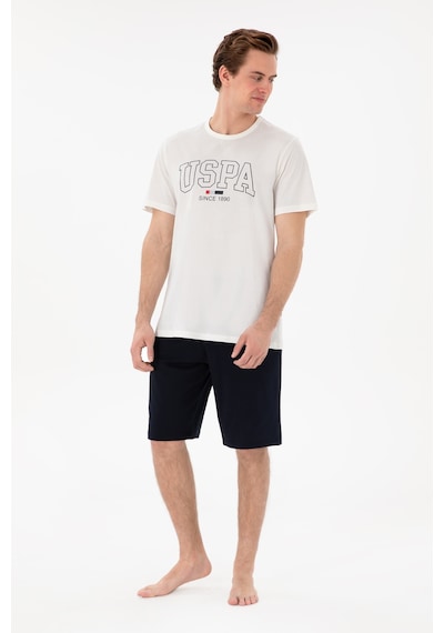 U.S. Polo Assn. Erkek Bisiklet Yaka Beyaz Pijama Takımı 50309291-VR013