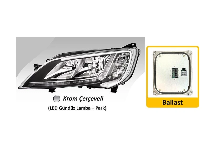 Far Motorlu Sol Fıat Ducato Maxı /peugeot Boxer / Cıtroen Jumper 2014 Led Ballast Dahil Krom Çerçeveli