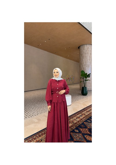 Riella Butik Cherny Etekli Takım Kırmızı