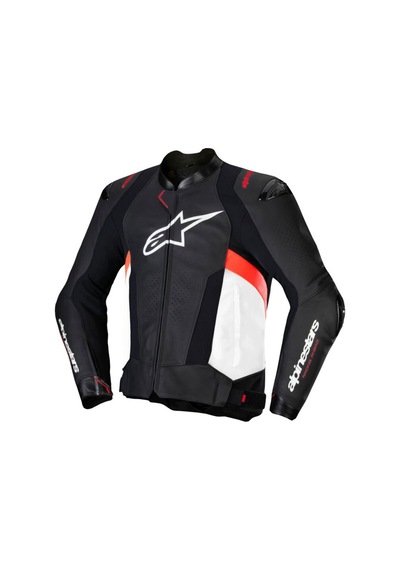Alpinestars Missile V3 Deri Korumalı Motosiklet Montu Siyah Beyaz Kırmızı