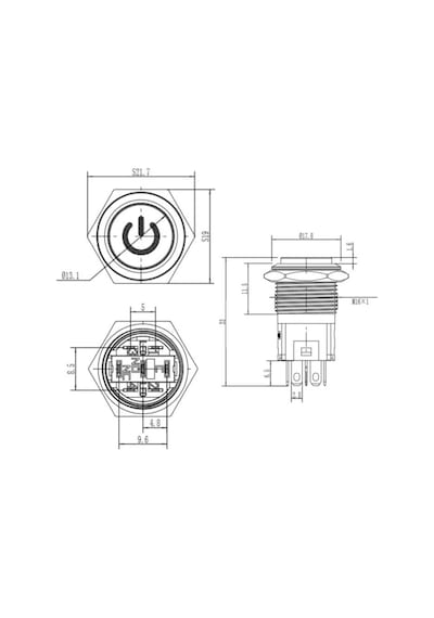 16A-G1-C 16Mm Çıkık Yaylı Işıklı Power Metal Buton - Sarı