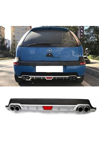 Opel Corsa C Uyumlu Gri Difüzör Difizör Yuvarlak Egzoz Görünüm Kulaklı Tip