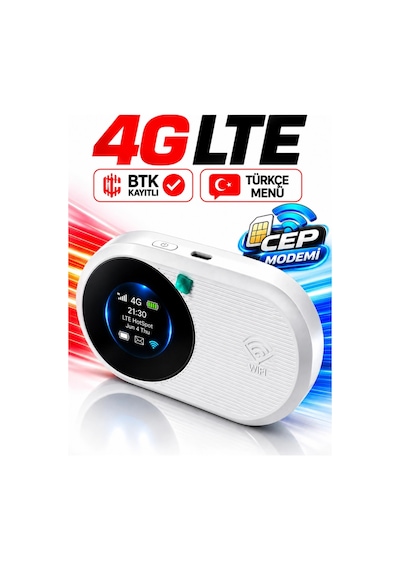 4g Lte Mobil Sim Kartlı Wifi 6 3000mah Taşınabilir Mini Cep Modem Btk Kayıtlı Türkçe Menü
