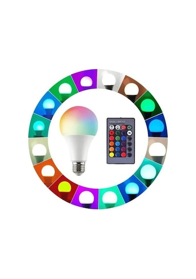 4 Adet Kumandalı, 20 Farklı Işık Renkli, Çakar Modlu Akıllı Led Ampul, Çok Kaliteli Rgb E-27 Ampul