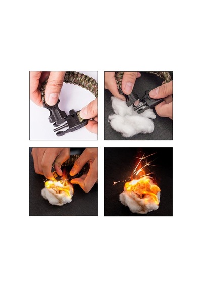 Çok Amaçlı Hayatta Kalma Bilekliği Survival Pusulalı Kamp Düdük Outdoor Aksesuar Kit Askeri Çok Renkli