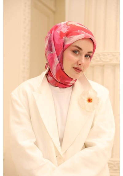 Silk Home Olinda İpek Eşarp 47001-07 Fuşya, Gri, Pembe, Mercan, Mor