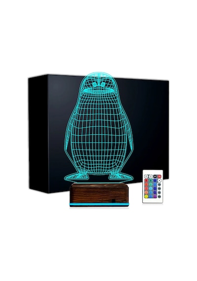 Luvivia Penguen Çocuk Odası Tasarım 3d Lamba - Masa Gece Lambası Şeffaf