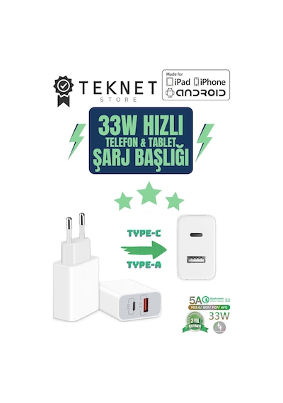 Samsung Galaxy Uyumlu S23 S24 S25 Plus / S23 S24 S25 Ultra Hızlı Şarj Aleti 33w Type-c Başlık Adaptör