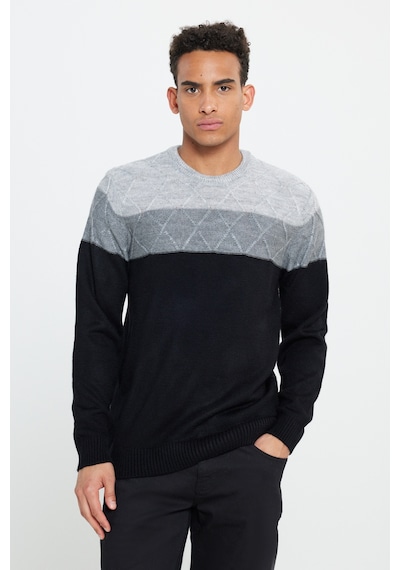 AC&Co / Altınyıldız Classics Erkek Grı-sıyah Standart Fit Normal Kesim Bisiklet Yaka Colorblock Desenli Yünlü Triko Kazak Gri - Siyah AC&Co / Altınyıldız Classics Erkek Grı-sıyah Standart Fit Normal Kesim Bisiklet Yaka Colorblock Desenli Yünlü Triko Kazak Gri - Siyah