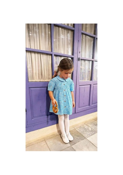 Poala Kids Mavi Çiçekli Elbise