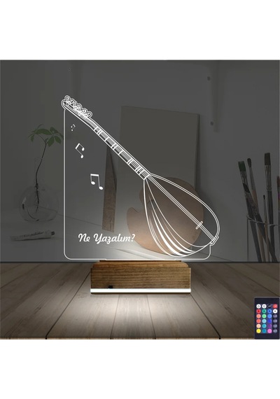 Luvivia Saz Müzik Nota Kişiye Özel 3d Lamba - Masa Gece Lambası Şeffaf