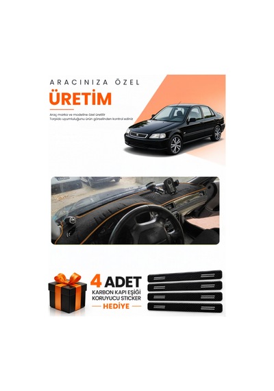 Honda Civic 1996-1998 Uyumlu Torpido Koruma Örtüsü Oto Kılıfı - Siyah Kahverengi