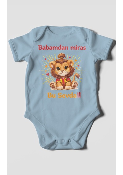 Morivokids Babadan Miras Bu Sevda Kısa Kollu Bebek Body Bebe Mavisi