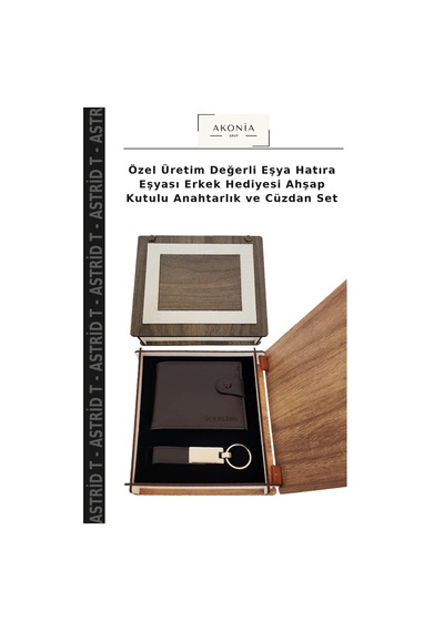 Özel Üretim Değerli Eşya Hatıra Eşyası Erkek Hediyesi Ahşap Kutulu Anahtarlık Ve Cüzdan Set Çok Renkli