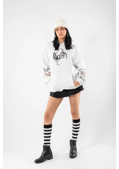 Startmore Korn Baskılı Oversize Unisex Beyaz Beyaz