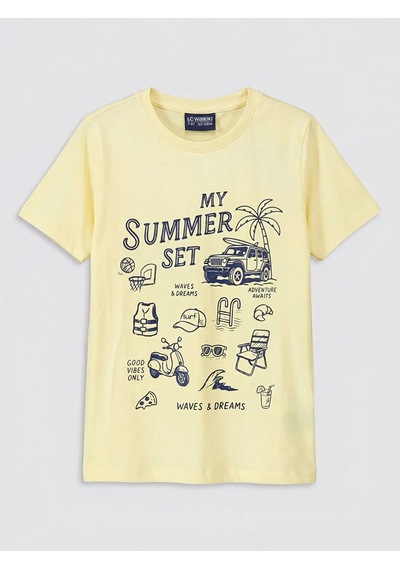 Lc Waikiki Sarı Baskılı Erkek Çocuk Şortlu Pijama Takımı