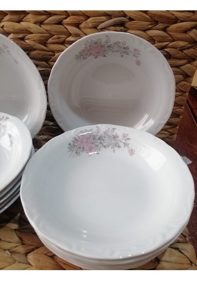 Porland Porselen Rüya 19 Cm Büyük 12 Adet Çukur Yemek Tabak