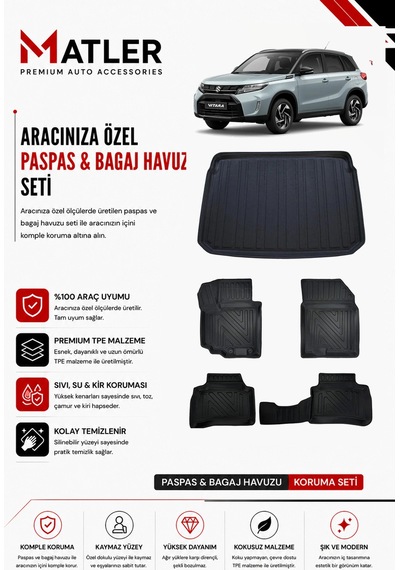 Suzuki Vitara Hybrid 2026 Model 4d Ekstra Havuzlu Paspas Ve Bagaj Havuzu Set
