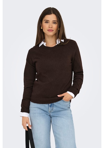 Only Onlrica Regular Fit Bisiklet Yaka Kazak Kadın Kazak 15204279 Koyu Kahve
